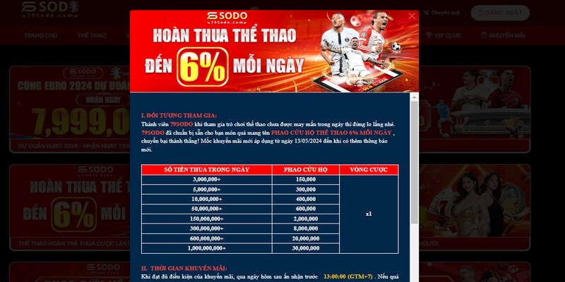 Chương trình "Phao cứu hộ Thể Thao 6% mỗi ngày" dành cho các thành viên